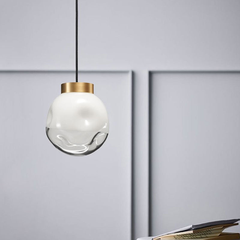 Lampe suspendue au globe moderne blanc et verre aléplé transparent 1 tête de plafond de plafond plafonnier en laiton