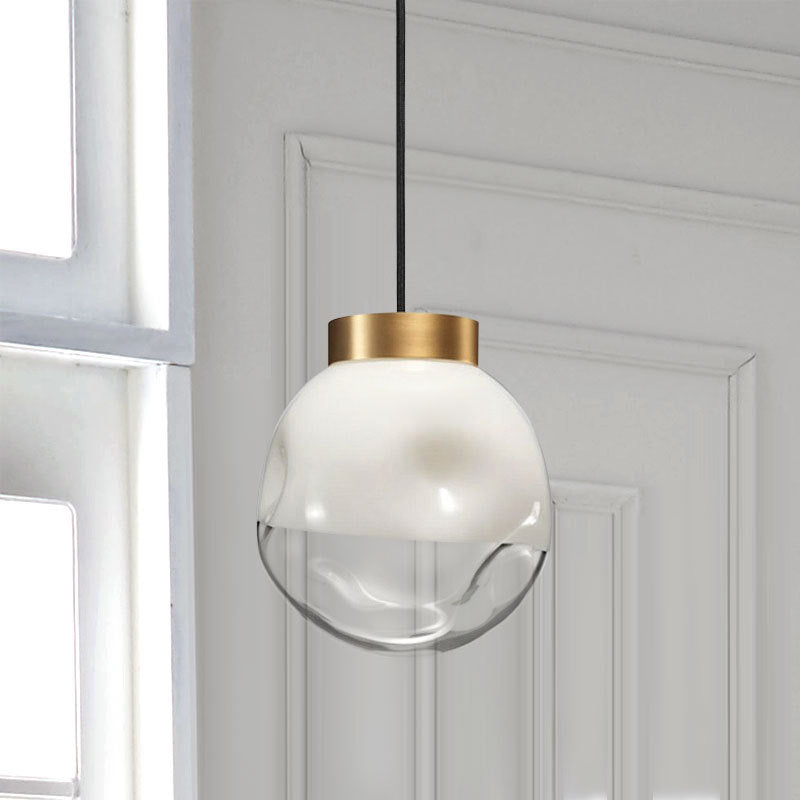 Lampe suspendue au globe moderne blanc et verre aléplé transparent 1 tête de plafond de plafond plafonnier en laiton