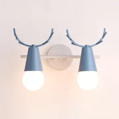 Sweet Cone Child Bedroom Wall Light Metal 1 Head Nordic Stylish Wall Lamp with Antlers