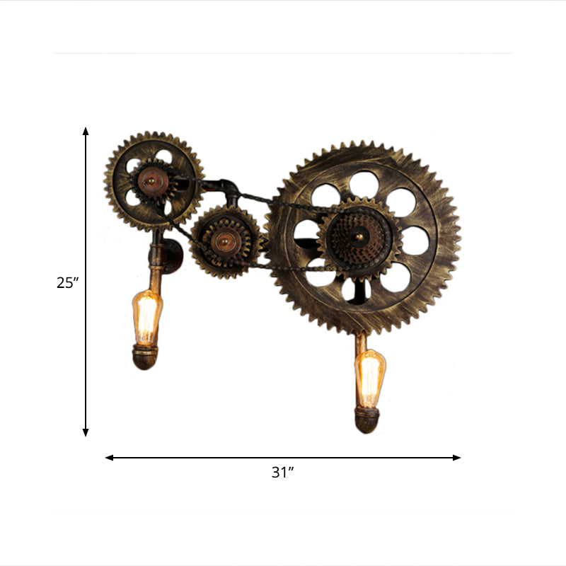 Industriemarge Leuchte Leuchte 2 Leuchten Metallwandlampe in antiker Bronze