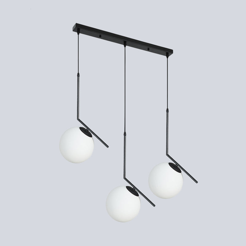 Crème en verre orbe Clter Pendante modernisme LAVIL 3 LIGHT LIGHT en noir avec bras incliné