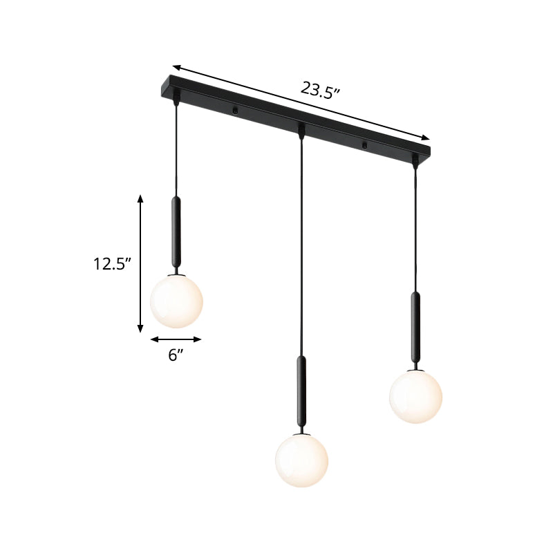 Suspension de bulbes contemporaine 3 bulbes avec une nuance en verre crème
