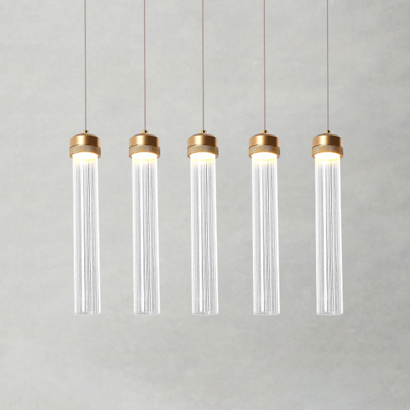 Tubulaire en verre transparent en verre pendant minimalisme minimalisme à 5 laiton de plafond en laiton