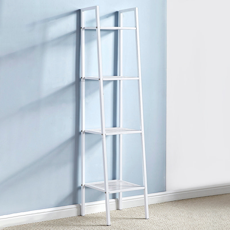 Modern Style Bookshelf Ladder Open Back Metal Bookcase for Home