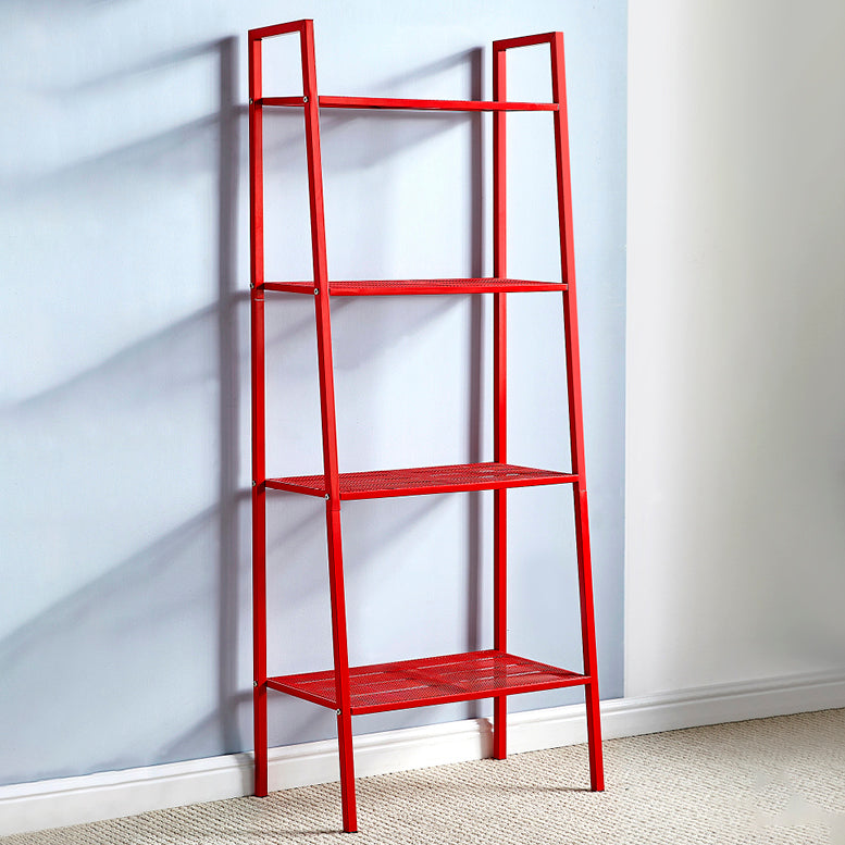Modern Style Bookshelf Ladder Open Back Metal Bookcase for Home