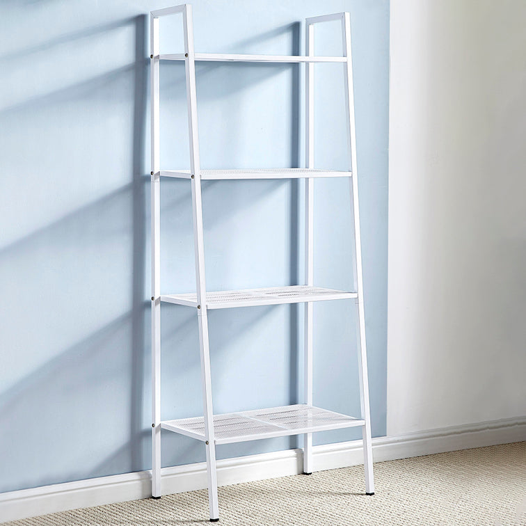 Modern Style Bookshelf Ladder Open Back Metal Bookcase for Home