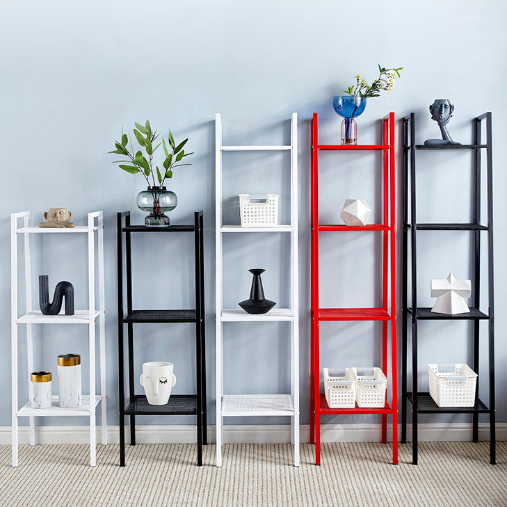 Modern Style Bookshelf Ladder Open Back Metal Bookcase for Home