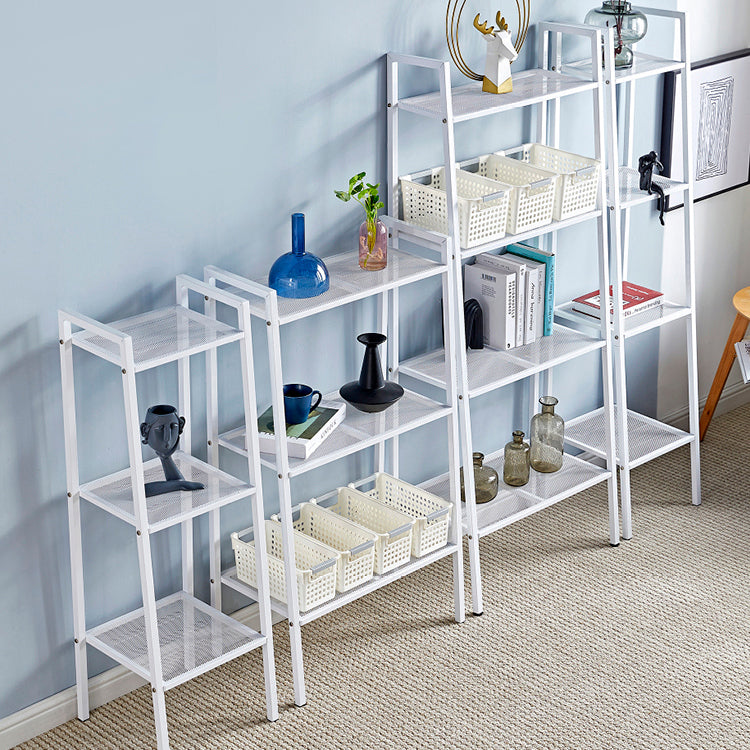Modern Style Bookshelf Ladder Open Back Metal Bookcase for Home