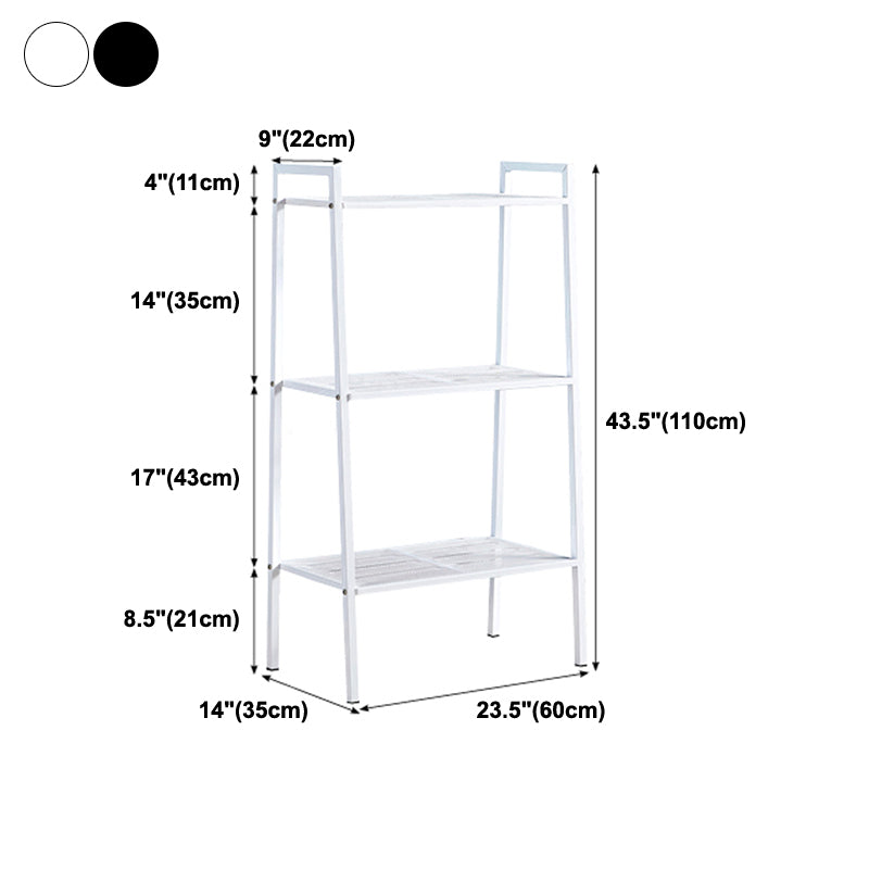 Modern Style Bookshelf Ladder Open Back Metal Bookcase for Home