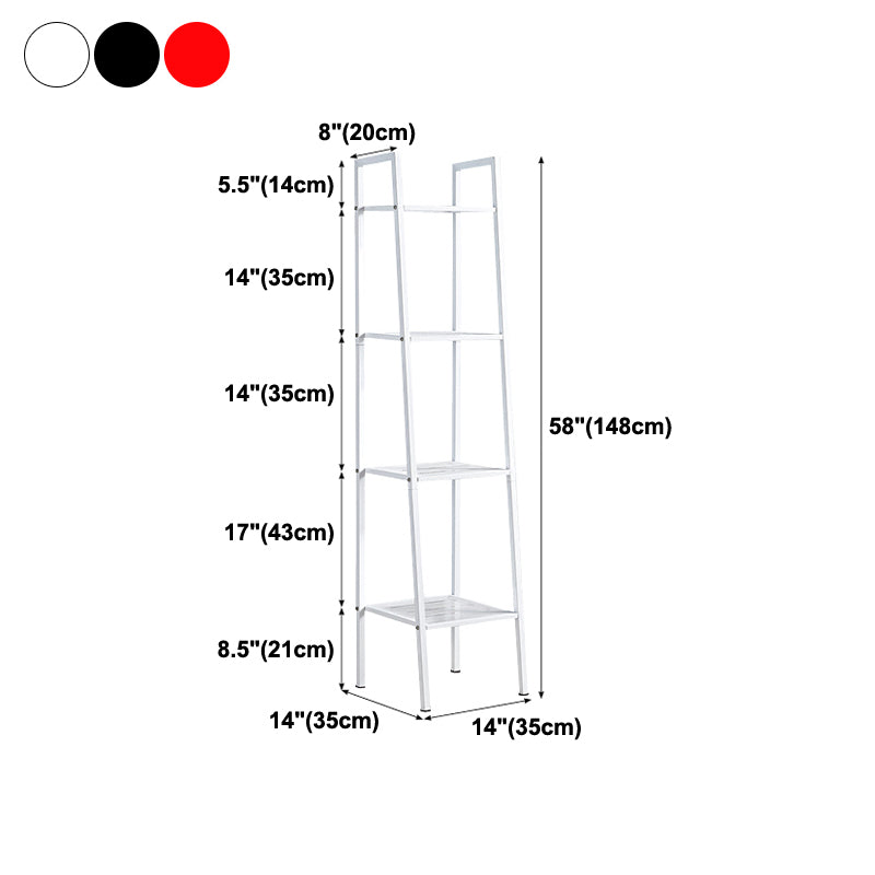Modern Style Bookshelf Ladder Open Back Metal Bookcase for Home