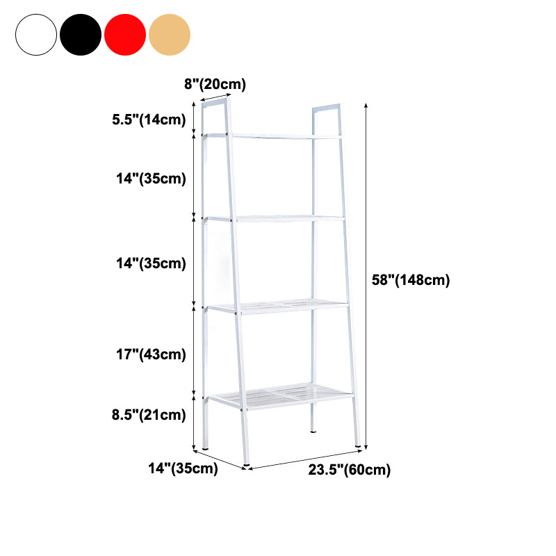 Modern Style Bookshelf Ladder Open Back Metal Bookcase for Home