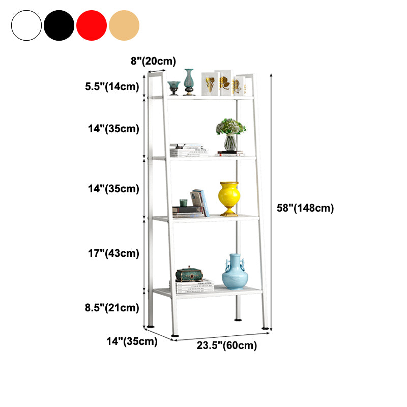 Modern Style Ladder Bookshelf Open Back Metal Bookcase for Home