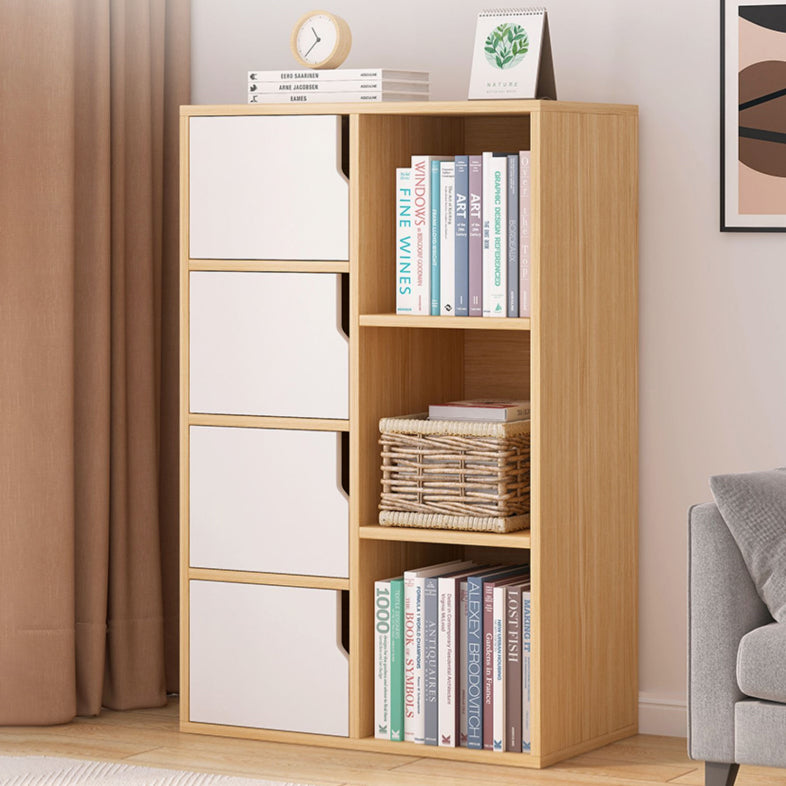 Engineered Wood Shelf Bookcase With Cabinets Rectangular Bookshelf