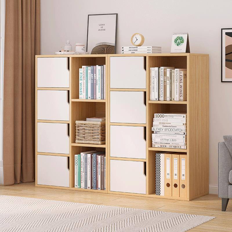 Engineered Wood Shelf Bookcase With Cabinets Rectangular Bookshelf