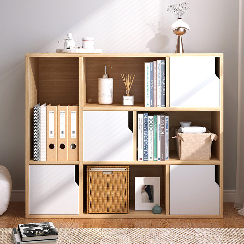 Engineered Wood Shelf Bookcase With Cabinets Rectangular Bookshelf