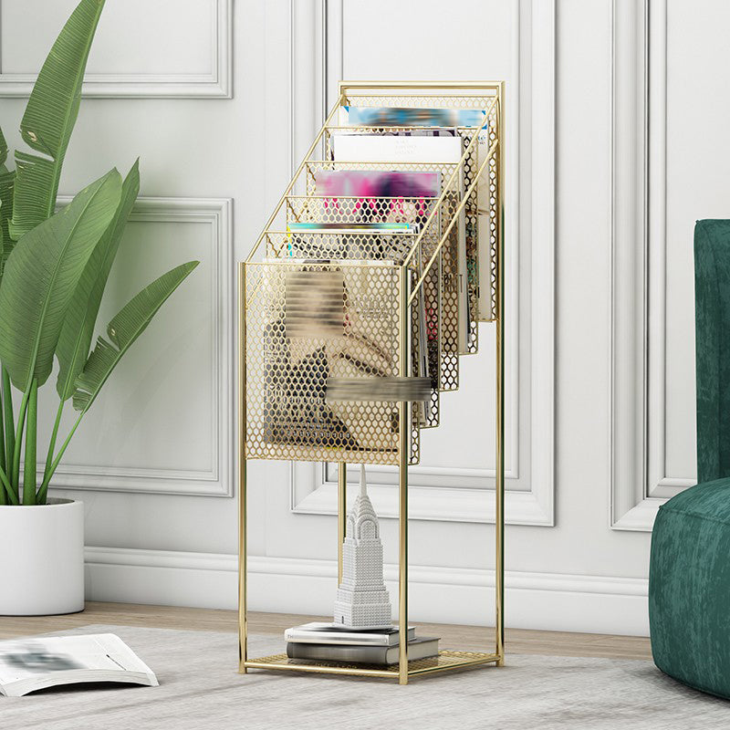 Contemporary Metal Ladder Bookshelf Closed Back Vertical Bookcase for Office