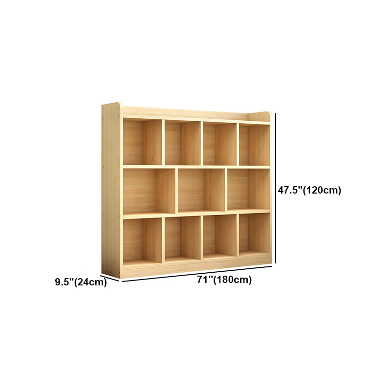 Solid Wood Bookshelf Contemporary Style Natural Bookcase for Study Room Office