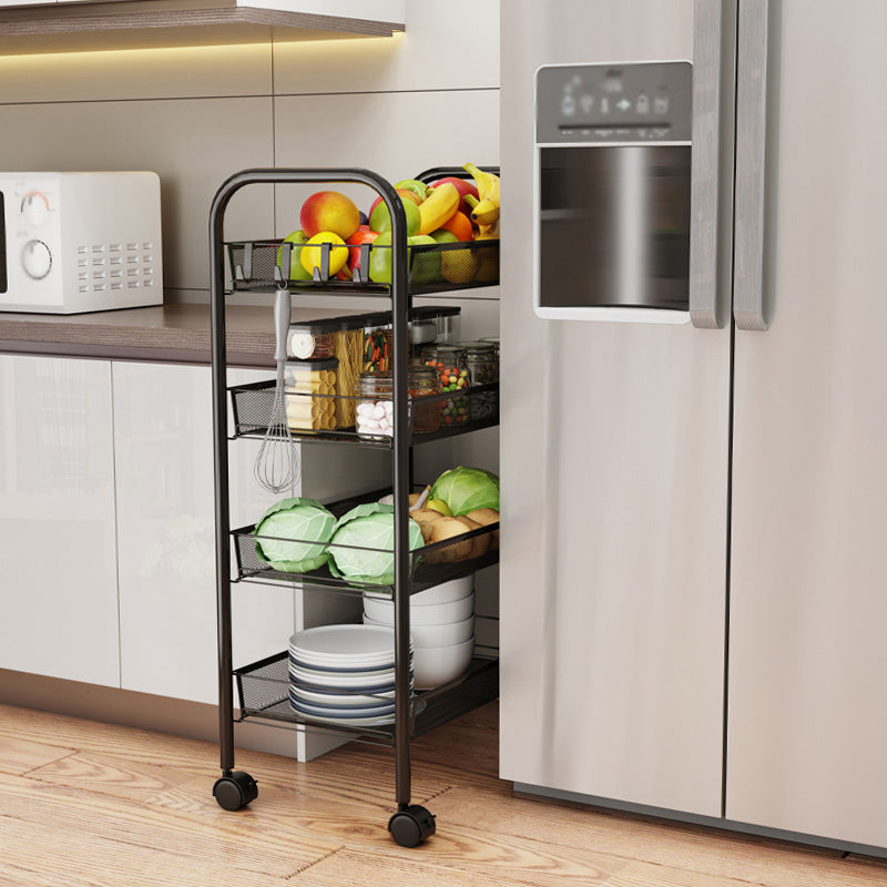 Modern Steel Etagere Bookshelf 3/4/5-Shelf Vertical Open Bookcase with Caster Wheels