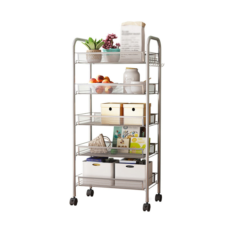 Modern Steel Etagere Bookshelf 3/4/5-Shelf Vertical Open Bookcase with Caster Wheels