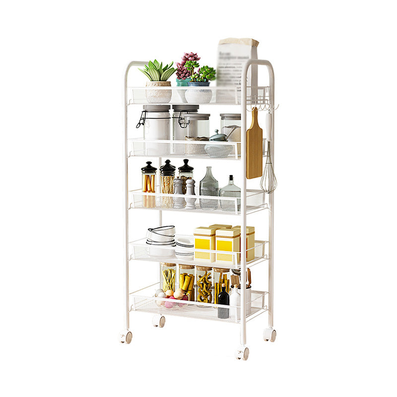Modern Steel Etagere Bookshelf 3/4/5-Shelf Vertical Open Bookcase with Caster Wheels