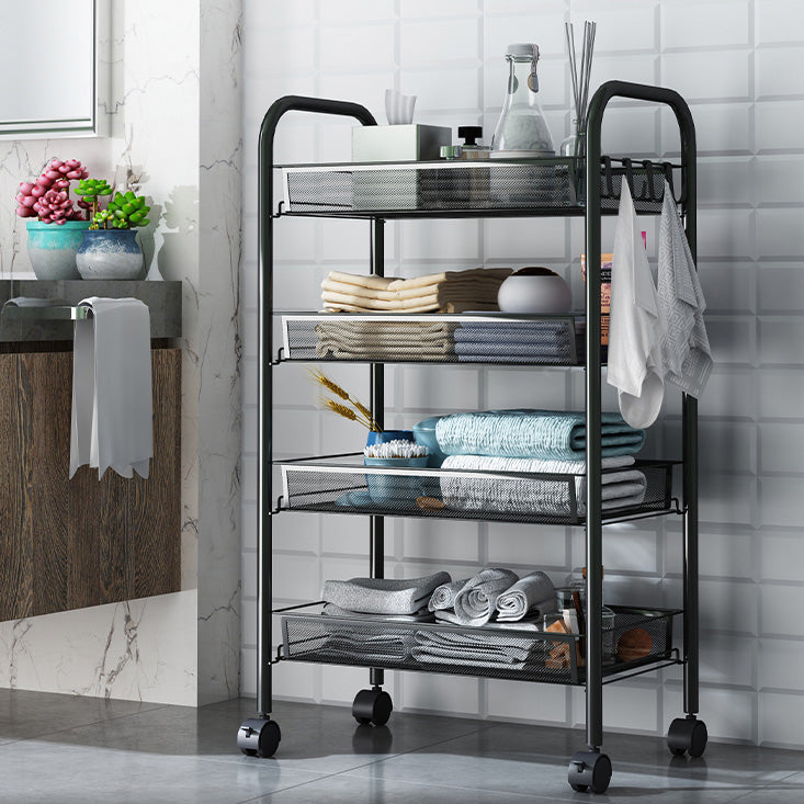 Modern Steel Etagere Bookshelf 3/4/5-Shelf Vertical Open Bookcase with Caster Wheels