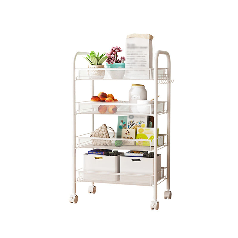 Modern Steel Etagere Bookshelf 3/4/5-Shelf Vertical Open Bookcase with Caster Wheels