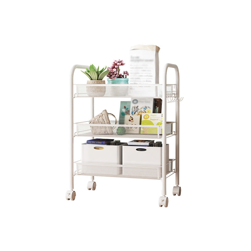 Modern Steel Etagere Bookshelf 3/4/5-Shelf Vertical Open Bookcase with Caster Wheels