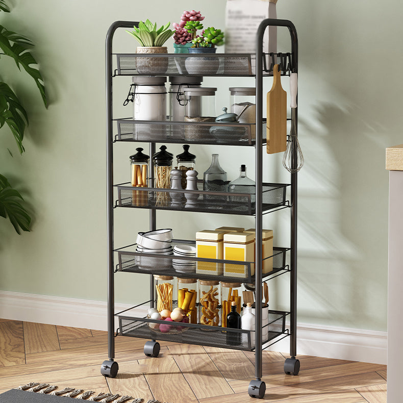 Modern Steel Etagere Bookshelf 3/4/5-Shelf Vertical Open Bookcase with Caster Wheels