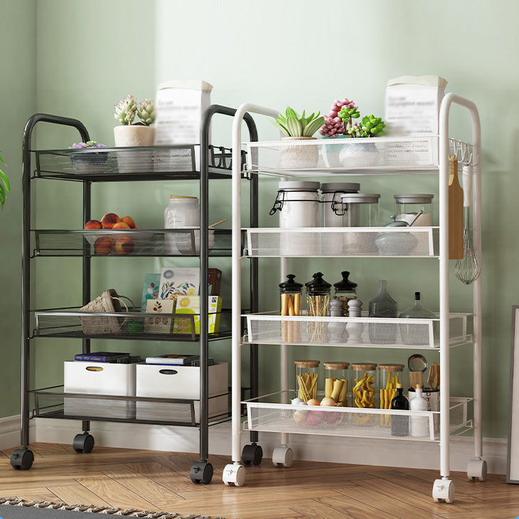 Modern Steel Etagere Bookshelf 3/4/5-Shelf Vertical Open Bookcase with Caster Wheels