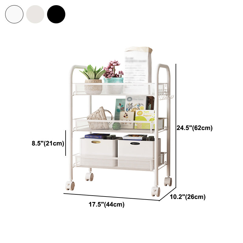 Modern Steel Etagere Bookshelf 3/4/5-Shelf Vertical Open Bookcase with Caster Wheels