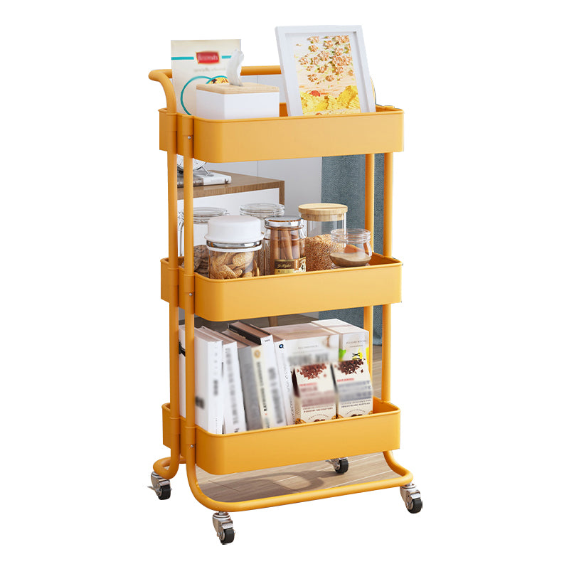 Metal Frame Open Etagere Bookshelf Contemporary Vertical Bookcase with Caster Wheels