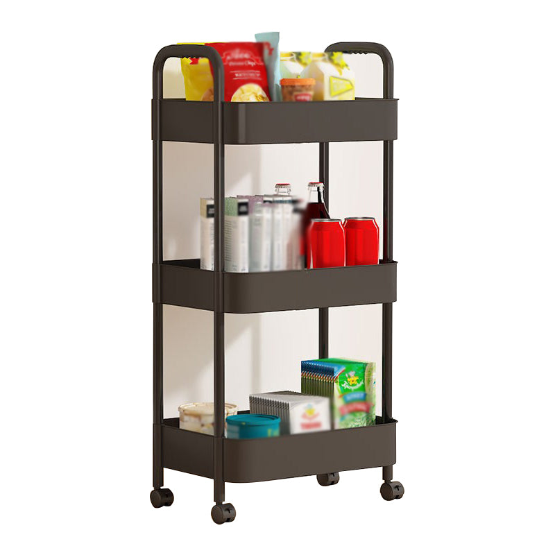 Metal Frame Open Etagere Bookshelf Contemporary Vertical Bookcase with Caster Wheels