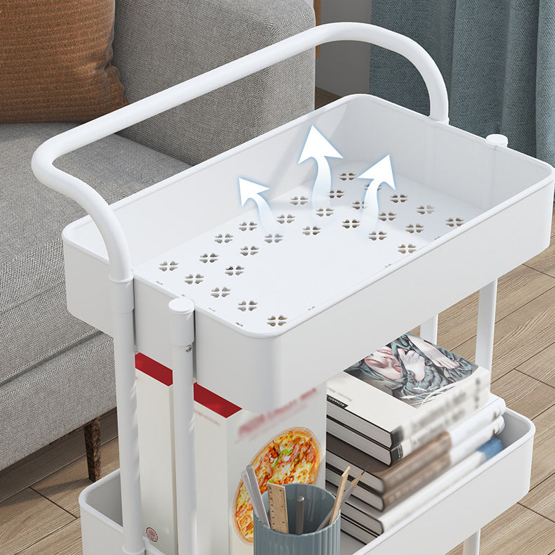 Metal Frame Open Etagere Bookshelf Contemporary Vertical Bookcase with Caster Wheels