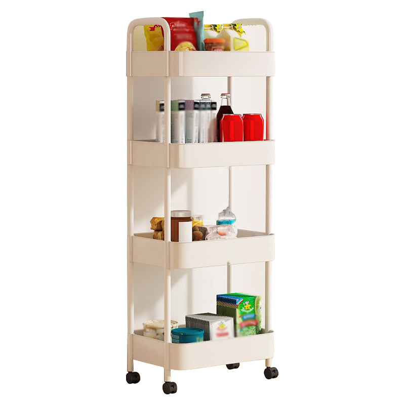 Metal Frame Open Etagere Bookshelf Contemporary Vertical Bookcase with Caster Wheels