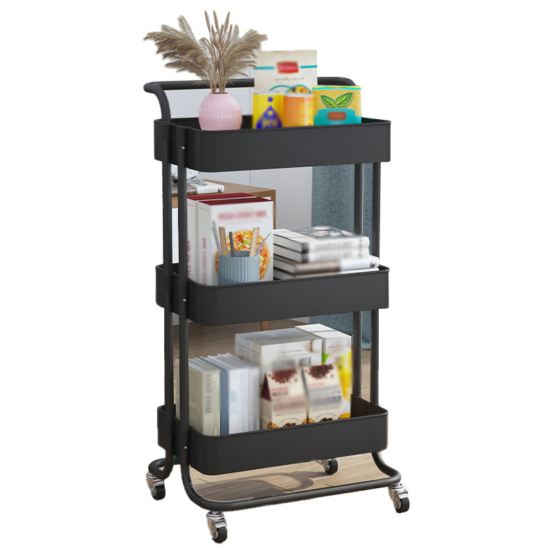 Metal Frame Open Etagere Bookshelf Contemporary Vertical Bookcase with Caster Wheels