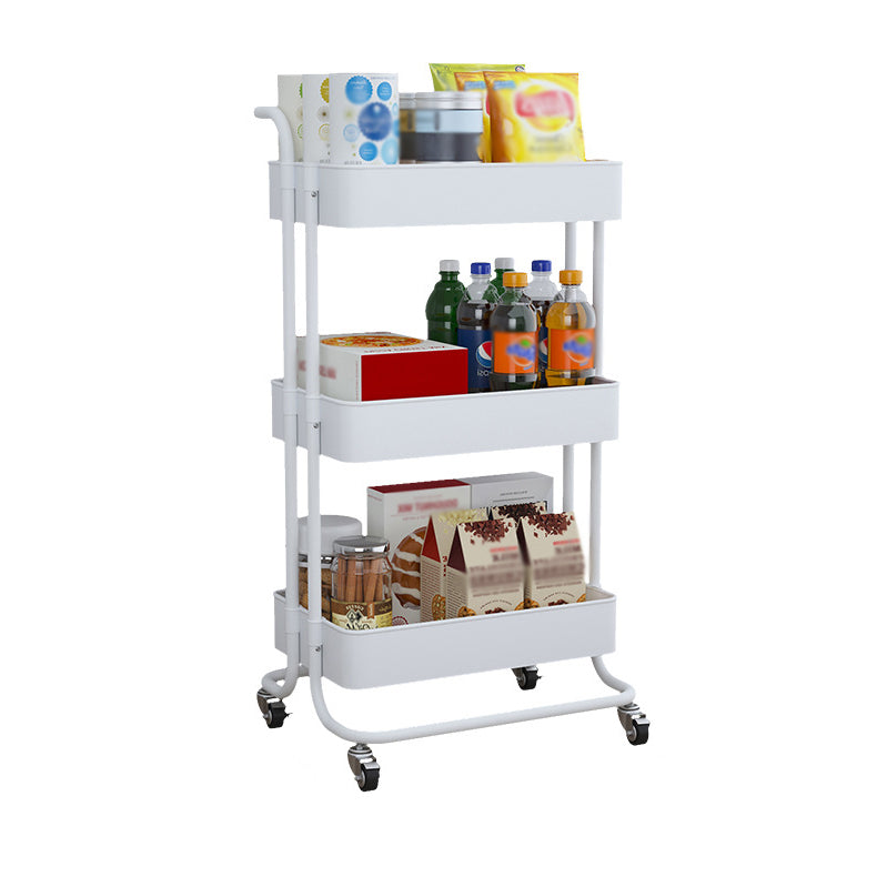 Metal Frame Open Etagere Bookshelf Contemporary Vertical Bookcase with Caster Wheels