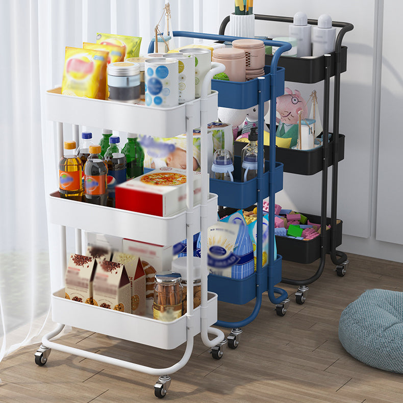 Metal Frame Open Etagere Bookshelf Contemporary Vertical Bookcase with Caster Wheels