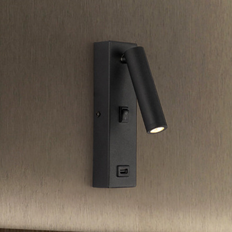 USB wiederaufladbare Rohrwandleuchten Einfaches Metall integriertes LED Schwarz/weiße Wandleuchte, warmes/weißes Licht