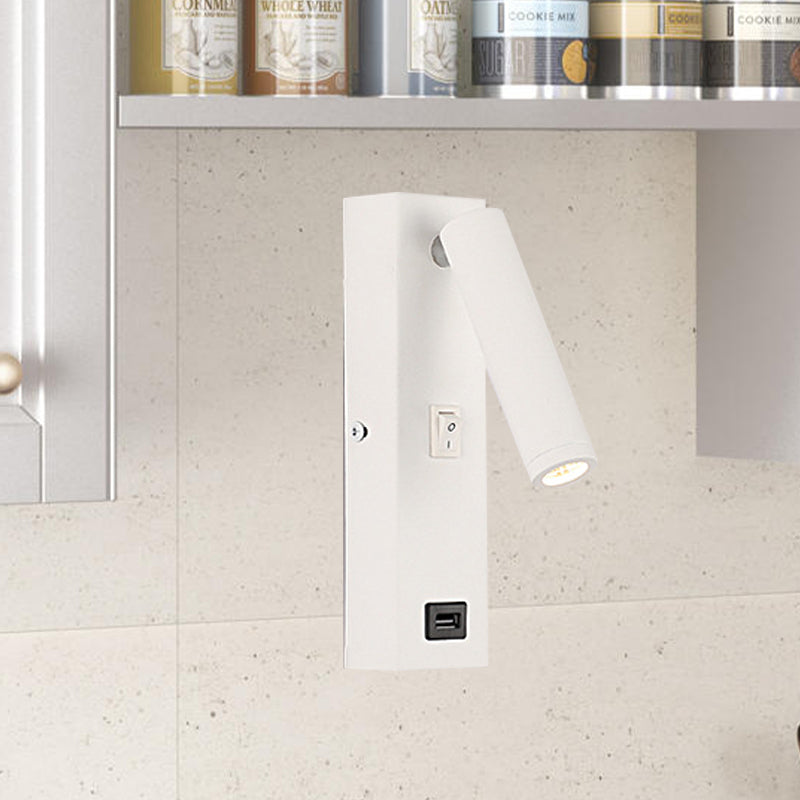 USB wiederaufladbare Rohrwandleuchten Einfaches Metall integriertes LED Schwarz/weiße Wandleuchte, warmes/weißes Licht