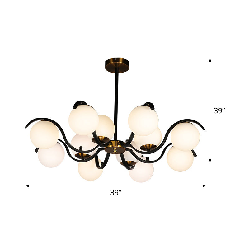 Lucione minimalista Globe Down Glassino Milky 12 Luci da soggio