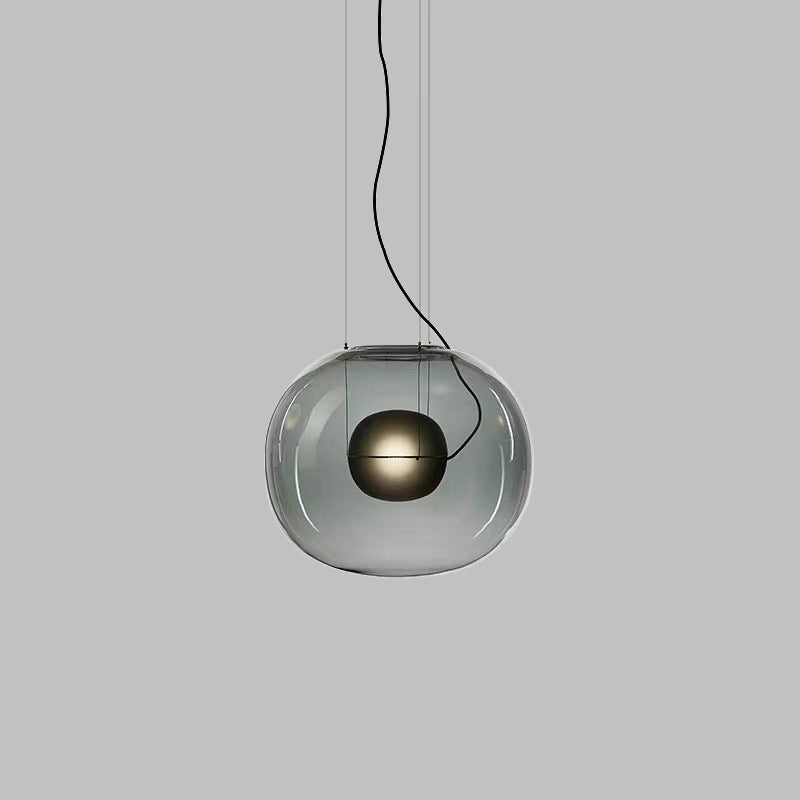 Globe Hanging Light Ayémorrat moderne Smoke Smoke Grey / Clear Glass 1 Head Dining Dining Room Pendant Light Kit