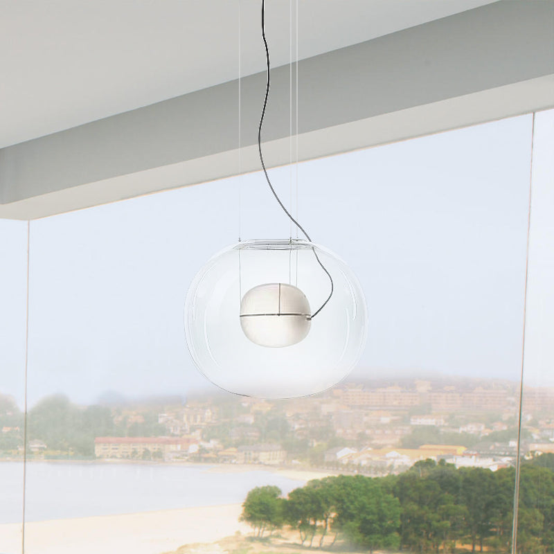 Globe Hanging Light Ayémorrat moderne Smoke Smoke Grey / Clear Glass 1 Head Dining Dining Room Pendant Light Kit