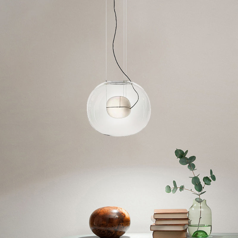 Globe Hanging Light Ayémorrat moderne Smoke Smoke Grey / Clear Glass 1 Head Dining Dining Room Pendant Light Kit