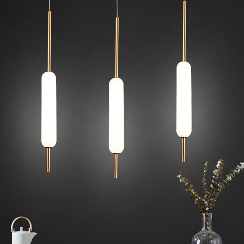 Tube en verre blanc suspendu plafonnier moderne 1 pendentif lumineux léger pour salle à manger