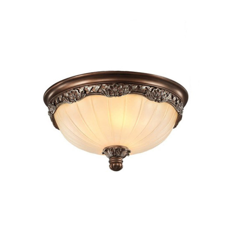 Country Style Domed Ceiling Light White Glass Flush Mount Lighting Fixture