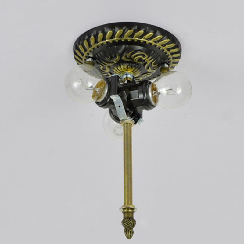 3 Lights Ceiling Fixture Tiffany Style Glass Flush Mount Lamp