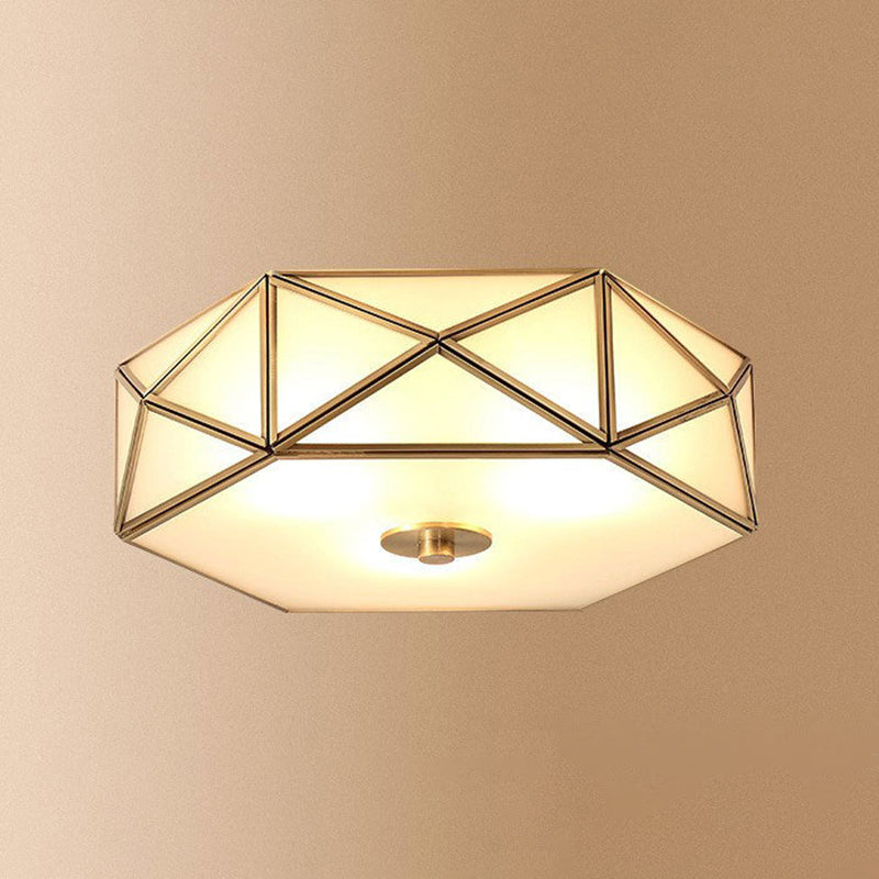 Brass Shaded Flush Mount Ceiling Light Vintage Glass Flush Ceiling Light Fixture