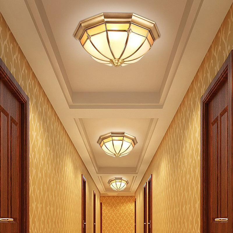 Brass Shaded Flush Mount Ceiling Light Vintage Glass Flush Ceiling Light Fixture