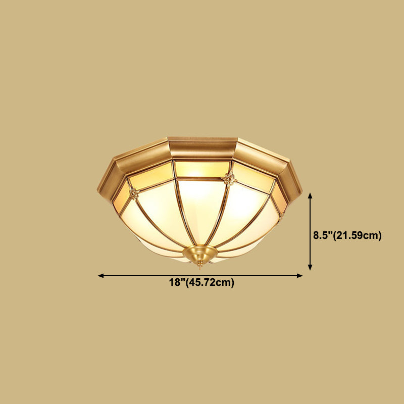 Brass Shaded Flush Mount Ceiling Light Vintage Glass Flush Ceiling Light Fixture