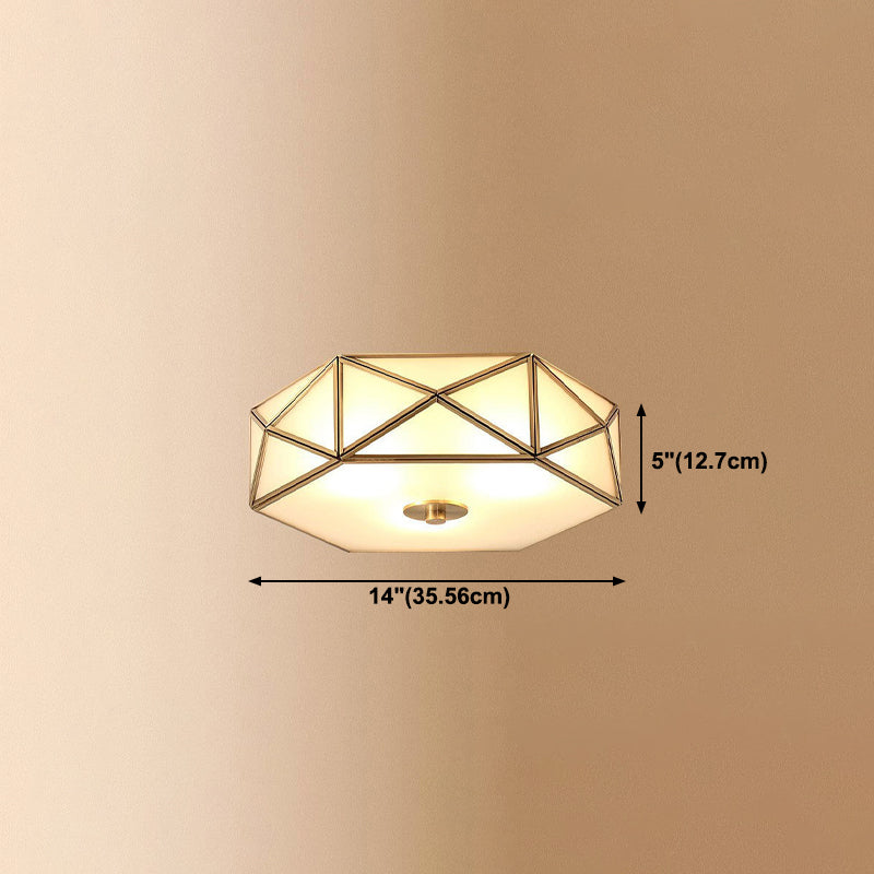 Brass Shaded Flush Mount Ceiling Light Vintage Glass Flush Ceiling Light Fixture